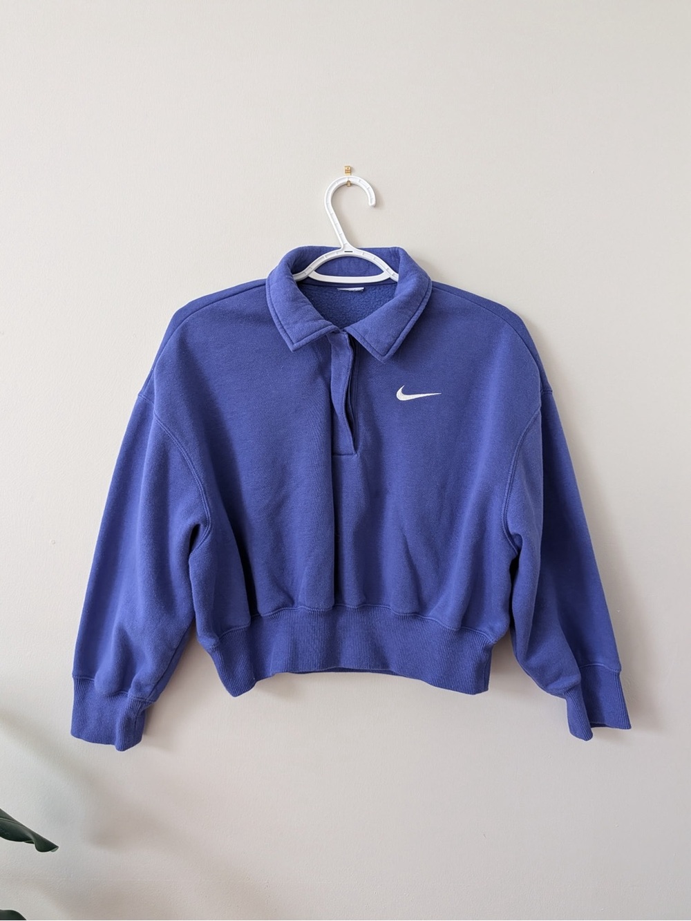 Nike Cropped Collared Sweatshirt Purple Quarter Button Pullover XS/S Y2K